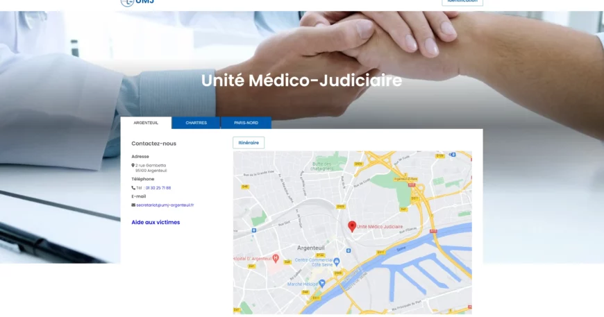 Développement Plateforme Web et mobile des Unités Médico Judiciaire d'Argenteuil, Paris Nord et Chartres